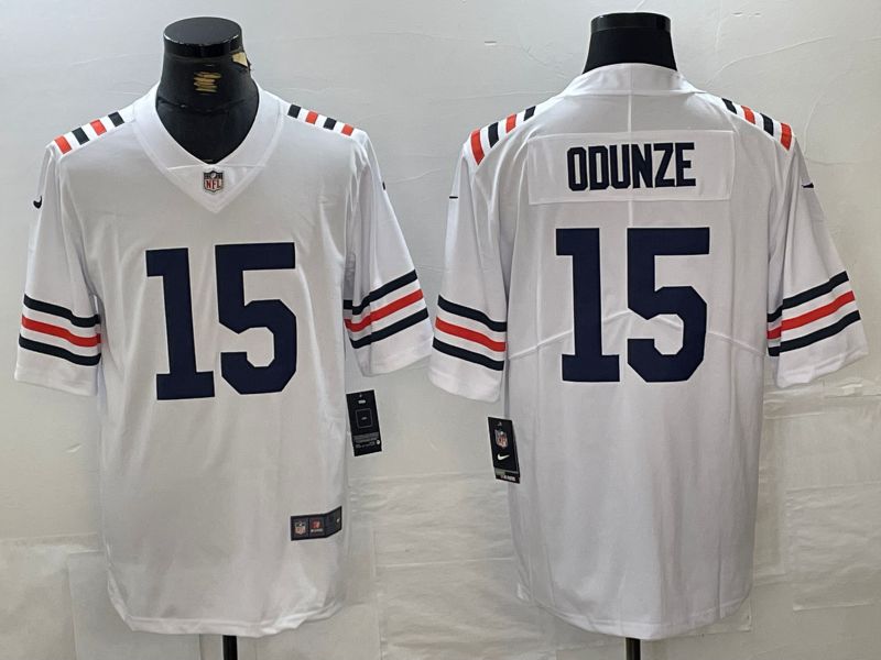 Men Chicago Bears 15 Odunze White 2024 Nike Limited NFL Jersey style 1
